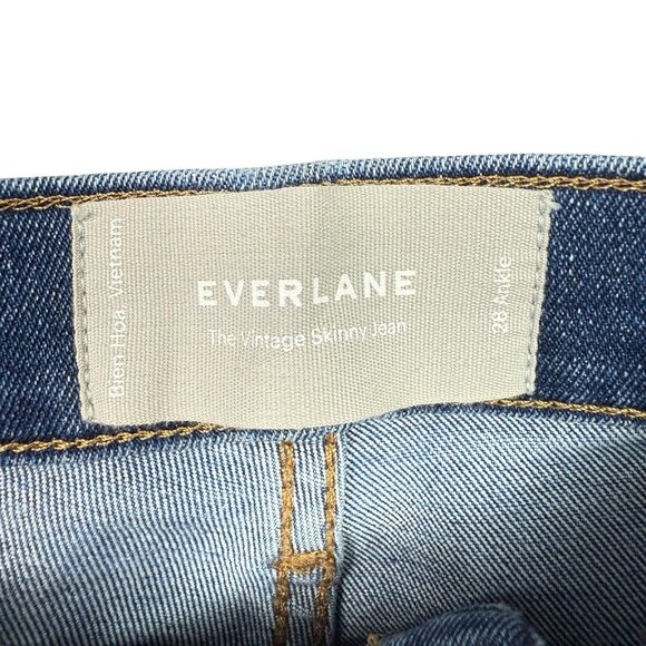 Everlane Jeans Womens 28 Ankle Medium Wash The Vintage Skinny Stretch Button Fly - Picture 5 of 8